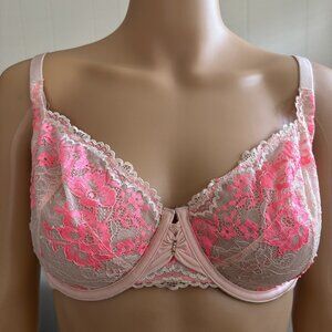 Victoria's Secret Unlined Demi Lace Bra Neon Pink Light Pink 36DD